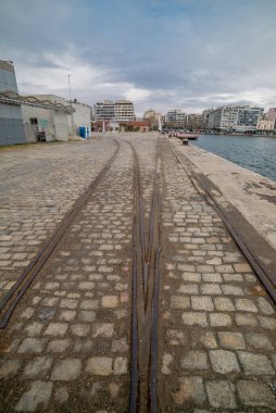 Yunanistan 'ın Selanik kentinin eski liman manzarası