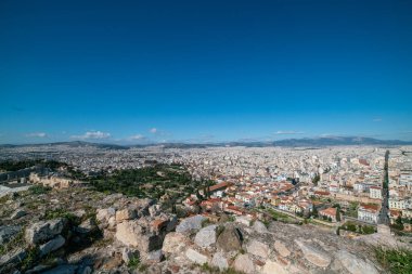 Atina panoramik manzarasını Acropolis, Yunanistan 