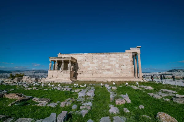 Erechtheion Részletei Athénban Akropolisz — Stock Fotó