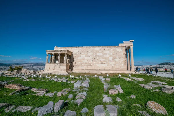 Uppgifter Erechtheion Aten Grekland Akropolis — Stockfoto