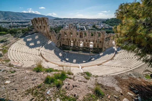 Одеон Ірода Аттіка Акрополь Афін Греція Ліцензійні Стокові Фото