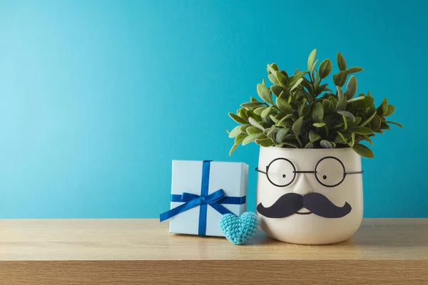 Ευτυχισμένη Ημέρα Του Πατέρα Έννοια Χαριτωμένο Αστείο Φυτό Μουστάκι Γυαλιά — Φωτογραφία Αρχείου