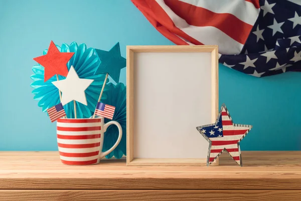 Happy Independence Day 4Th July Celebration Concept Mock Frame Decorations — Stock Photo, Image