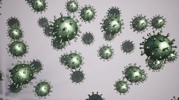 Vírus Molekula Zöld Fehér Alapon Koncepció Világjárvány Vagy Vírusfertőzés Illusztráció — Stock videók