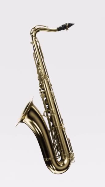 Saxophon Isolé Boucle Fond Blanc Concept Musique Ambiance Musicale Genre — Video