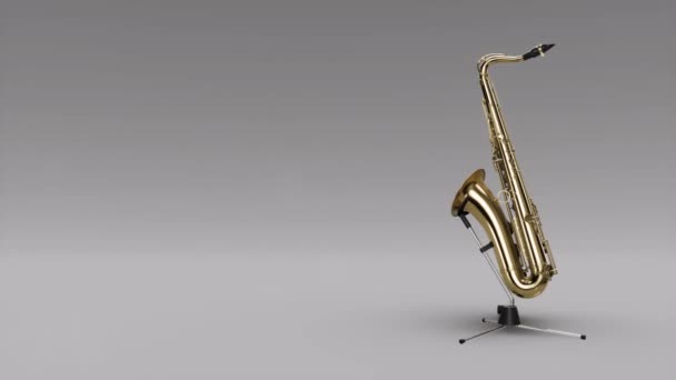 Saxophon Diisolasi Dalam Lingkaran Dengan Latar Belakang Abu Abu Gelap — Stok Video
