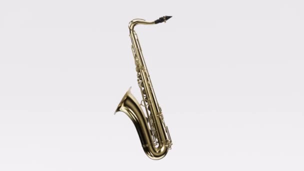 Saxofon Isolerad Loop Vit Bakgrund Begreppet Musik Musikalisk Atmosfär Musikalisk — Stockvideo