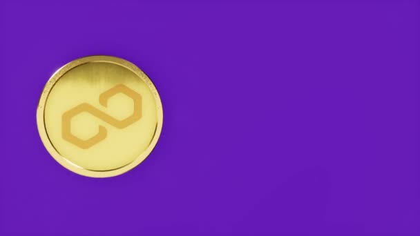 Cryptocurrency Polygon Matic Aislado Fondo Blanco Moneda Púrpura Con Plata — Vídeo de stock