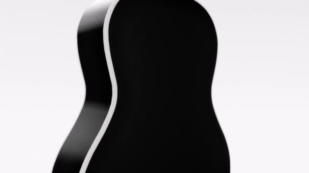 Guitarra Colorida Preta Isolada Fundo Branco Conceito Música Vídeo 60Fps — Vídeo de Stock