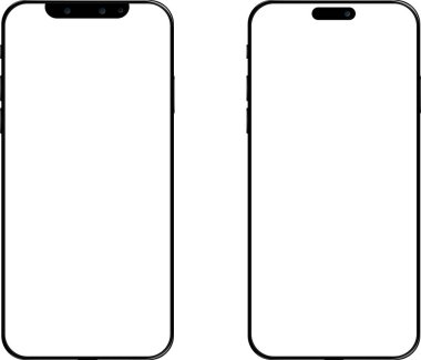 Akıllı telefon model koleksiyonu 3D cep telefonu. Mockup ekran ön görünümü iphone Vektör illüstrasyonu