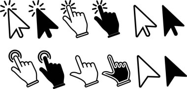 Set of Cursor icons click and Hand Cursor icons click. Isolated on White background. Vector illustration clipart