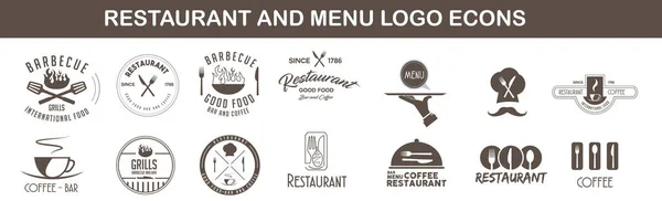 Logotype Menu Ingericht Platte Stijl Vintage Design Elementen Logo Badges — Stockvector