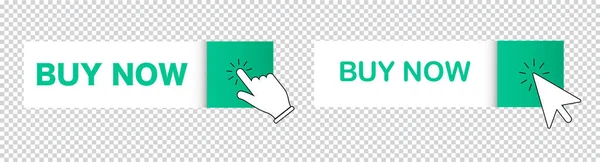 Buy Now Button Hand Cursor Button Hand Pointer Clicking Click — Stock Vector