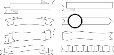 Çerçevelenmiş basit kurdeleler, balonlar vs. İllüstrasyon Dekoratif Sınır ve ayrıca. Pankart tasarımı. Vektör illüstrasyonu