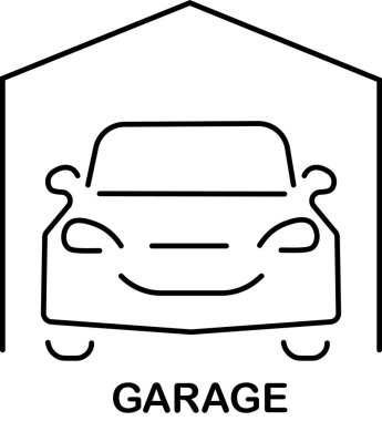 Otomobil Garajı ve Otopark- Düzenlenebilir Darbe Taslak Simgesi Beyaz Arkaplan 'da izole edildi. Vektör illüstrasyonu