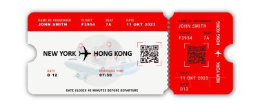  Şehirli modern uçak bileti, yolcu kapısı uçuş sınıfı koltuğu. Vektör çizimi. Vektör illüstrasyonu