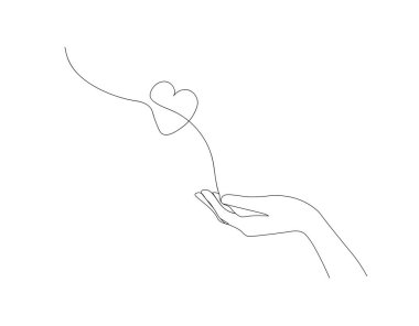 Sürekli el ele tutuşan bir kalp çizgisi. Güzel olmak için uçan güve ya da güzellik salonu logosu. Vektör illüstrasyonu