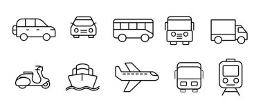 Toplu taşıma simgesi satır biçiminde ayarlandı. Vektör illüstrasyonu
