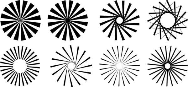 Güneş patlaması. Radyal çizgili arka plan. Güneş patlaması ikonu koleksiyonu. - Evet. Vektör illüstrasyonu