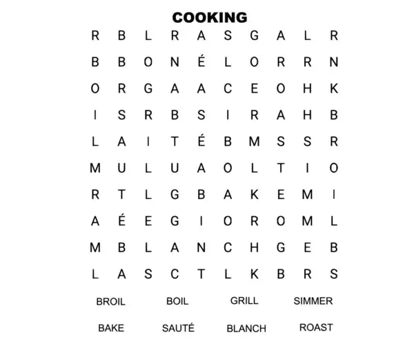 Kelimeler bulmaca oyunu etkinlik çalışma tablosu yazdırılabilir sürüm kaşiflerini arar. Vektör İllüstrasyonu.