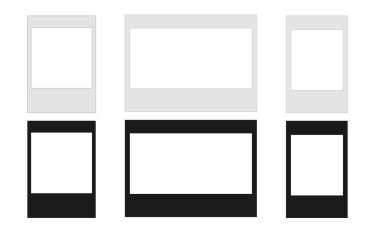 Boş beyaz fotoğraf çerçeveleri seti. Gerçekçi fotoğraf karesinin çerçeve modeli - stok için vektör. Vektör illüstrasyonu
