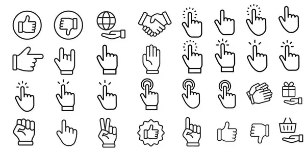 Parmak işaret çizgisi simgesi seti. Vektör 