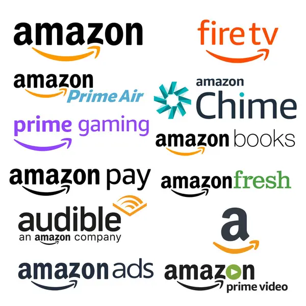 Hepsi Amazon şirketinin logoları. Vektör illüstrasyonu