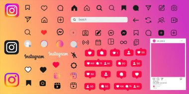 Instagram simge koleksiyonu seti. Sosyal medya ikonu gibi. Vektör illüstrasyonu