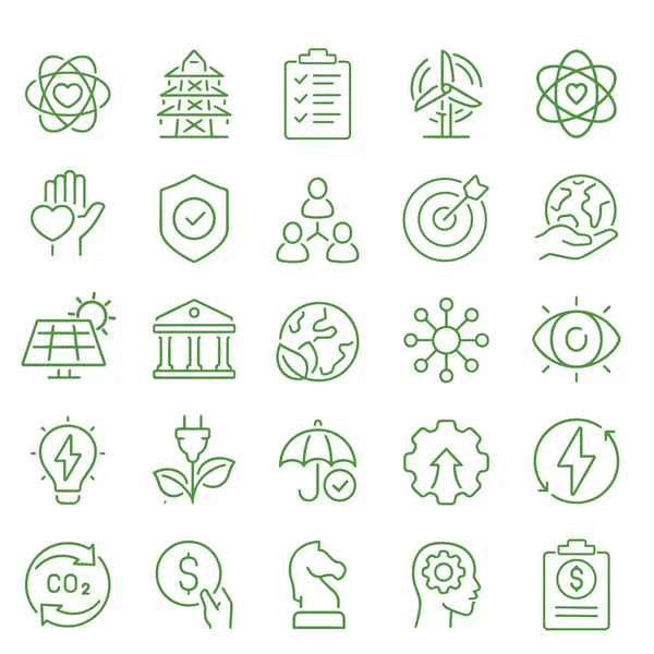 CO2 simgeleri pikseli mükemmel. Alternatif Enerji, Çevre dostu ve ekolojiyle ilgili çizgi simgesi seti. Vektör illüstrasyonu