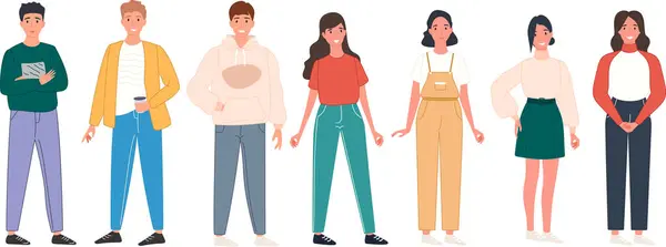 Çeşitli yaş ve cinsiyetlerden çeşitli insanlar. resimleme