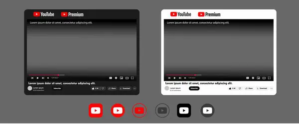 Youtube video şablonu 2025. Youtube uygulama arayüzü boş video ekran çerçevesi. Şeffaf arkaplanda izole edilmiş Youtube ekran çerçevesi.