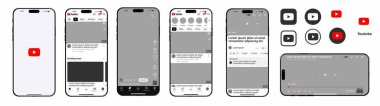 Youtube modeli. Güncellenmiş 2025 ızgara boyutuna sahip Youtube model şablonu. Ekran sosyal medya ve ağ arayüz şablonunu ayarla. Sosyal medya arayüzü kavramı. VINNITSA, UKRAINE - MAYIS 2025