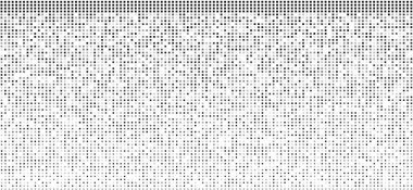 Beyaz arka planda dağınık kare noktalar olan soyut siyah yarım ton dokusu. Sunum tasarımı veya pankartlar için Geometrik piksel deseni.