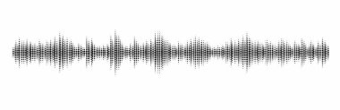 Beyaz arka planda siyah yarım ton ses dalgaları. Müzik, podcast, diktafon, sesli mesaj ve sosyal medya tasarımları için mükemmel.