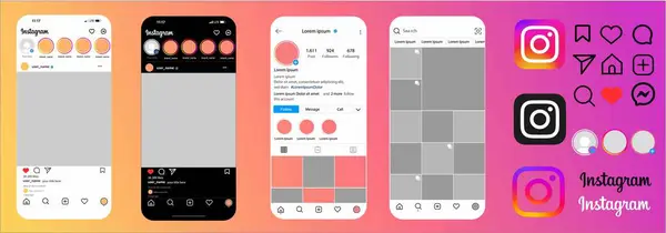 Instagram sonrası çerçeve şablonu ile yeni ızgara boyutu güncellemesi 2025. Instagram ekranı sosyal medya ve sosyal ağı ayarla. Vektör illüstrasyonu