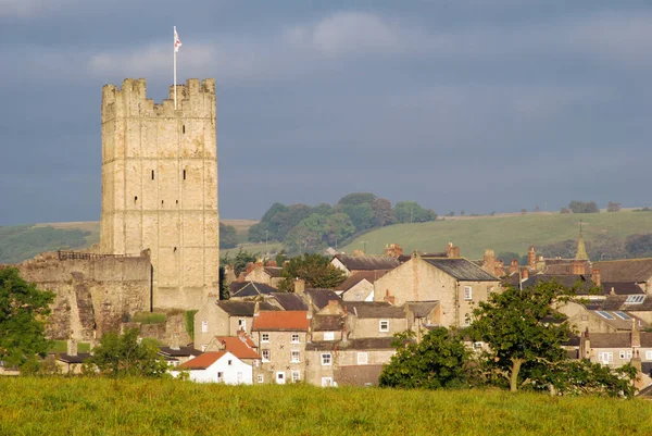 Richmond North Yorkshire October 2007 Richmond Castle Keep Towers Houses — Stock Photo, Image