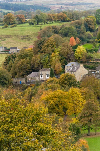 Huizen Richmond North Yorkshire Omgeven Door Herfstkleuren — Stockfoto