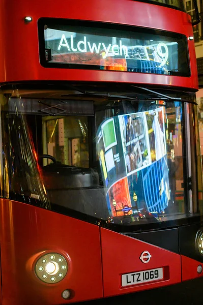 Londres Novembre 2020 Bus Red London Deux Étages Avec Panneaux — Photo