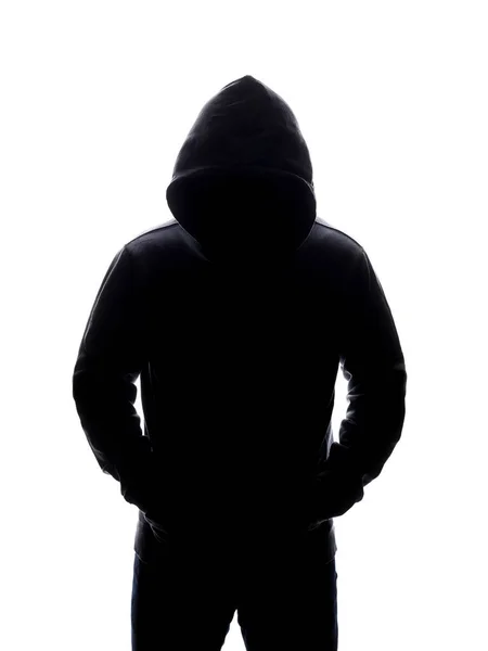 Man Hood Silhouette Boy Hooded Sweatshirt Isolate Monochrome Photo — Stock Photo, Image