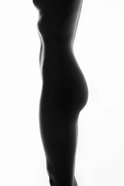 Naakte Vrouw Silhouet Witte Achtergrond Mooi Sexy Naakt Lichaam Meisje — Stockfoto