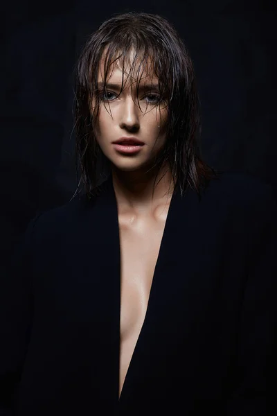 Beautiful Girl Wet Hair Young Passion Woman Close Portrait — Stockfoto