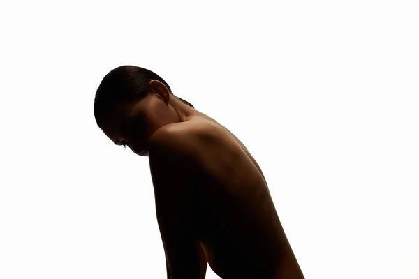 Nude Woman Silhouette Back Beautiful Naked Body Girl Isolated Portrait — 스톡 사진