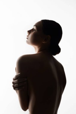 Güzel çıplak kadın portresi. Çıplak Kız. Kadın vücut silueti