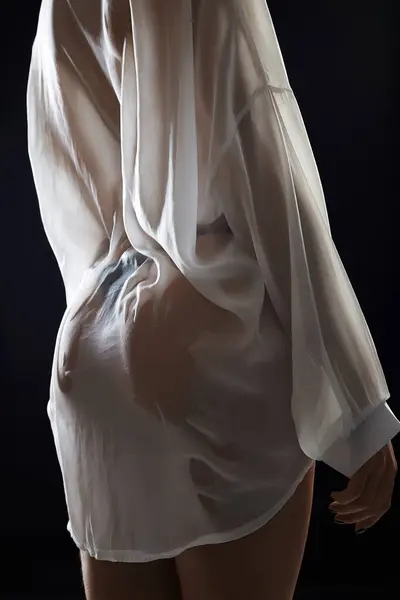 Seksowna Kobieta Mokrej Sukience Tył Pięknej Dziewczyny Ciała Mokra Pani — Zdjęcie stockowe