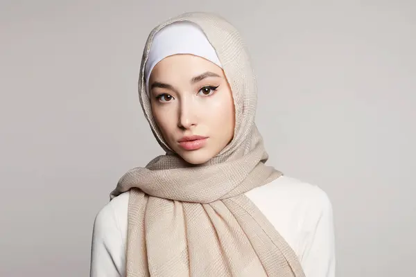 Bela Mulher Jovem Islâmica Menina Beleza Hijab Moda Estilo Oriental Imagens Royalty-Free