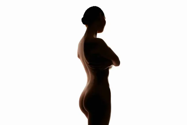 Female Silhouette Nude Body Woman Back Naked Girl Fotografia De Stock