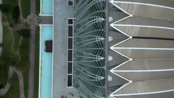 缓慢平稳的无人机射击 城市艺术和科学博物馆 瓦伦西亚西班牙 城市艺术和城市 城市景观 品质4K镜头 — 图库视频影像