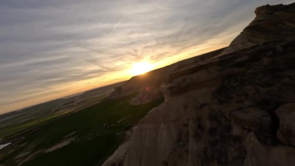 Dynamic Fpv Drone Shot Del Deserto Monegros Volo Veloce Intorno — Video Stock