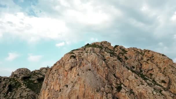 Aerial View Drone Shot Big Rocks Verda Surrounded Blue Sea — Stock video