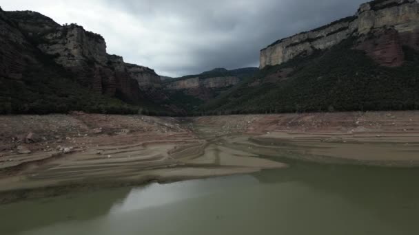 Katalonya Spanya Daki Sau Bataklık Hendeği 2024 Teki Şiddetli Kuraklık — Stok video